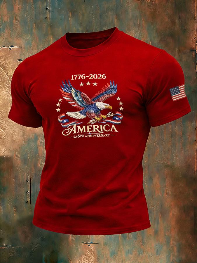 Mens USA 250th Us Flag Freedom 17762026 Print T Shirt Casual Short Sleeve O Neck Tee Summer Trendy Tops