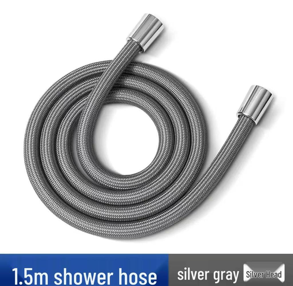 Reinforced Nylon Silk Shower Hose, Stainless Steel Anti-Scald, Anti-Tangle, Explosion-Proof, Flexible and Universal Fit