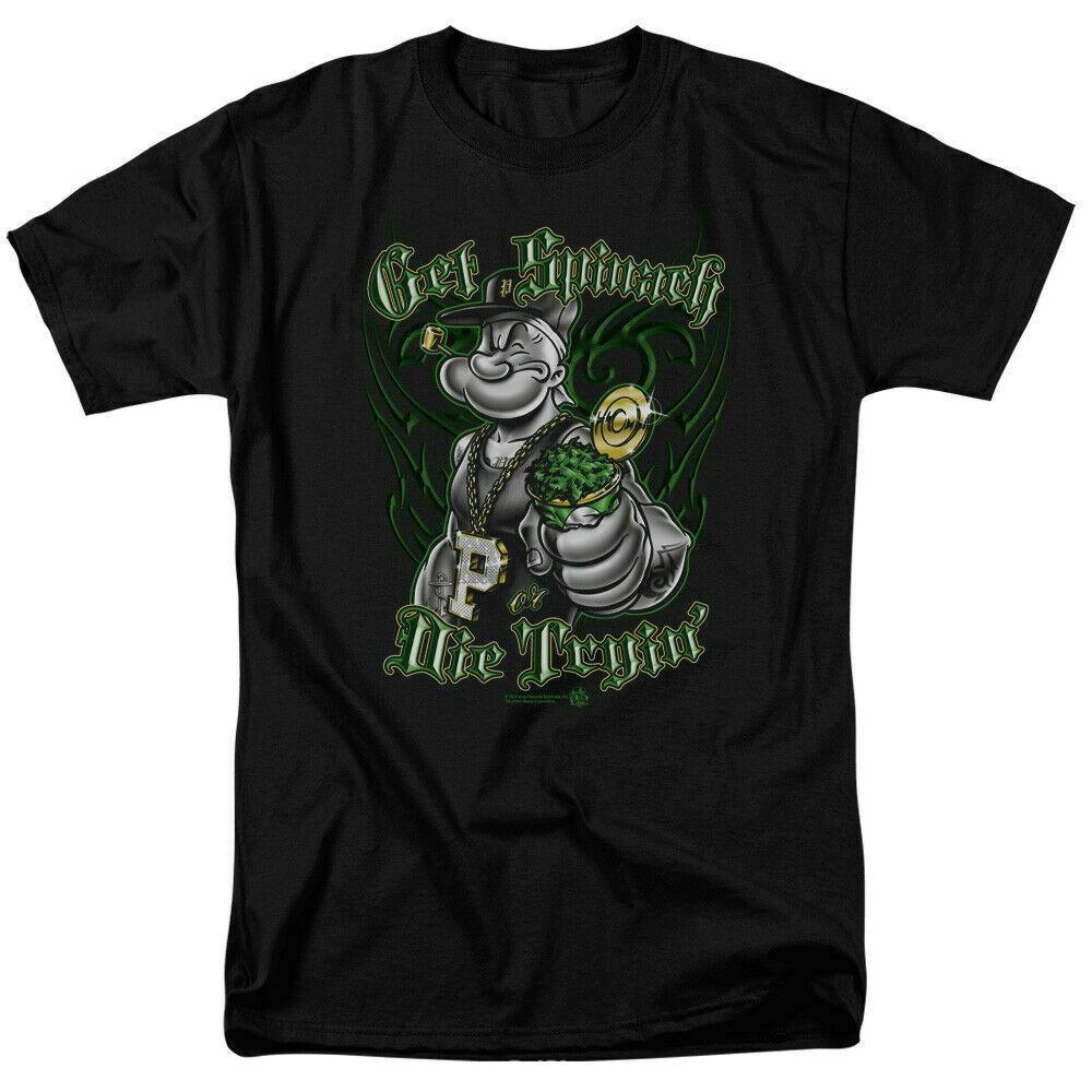 26 Popeye Get Spinach Die Tryin T Shirt Licensed Comic Book Cartoon Tee Black Unisex T-Shirt M