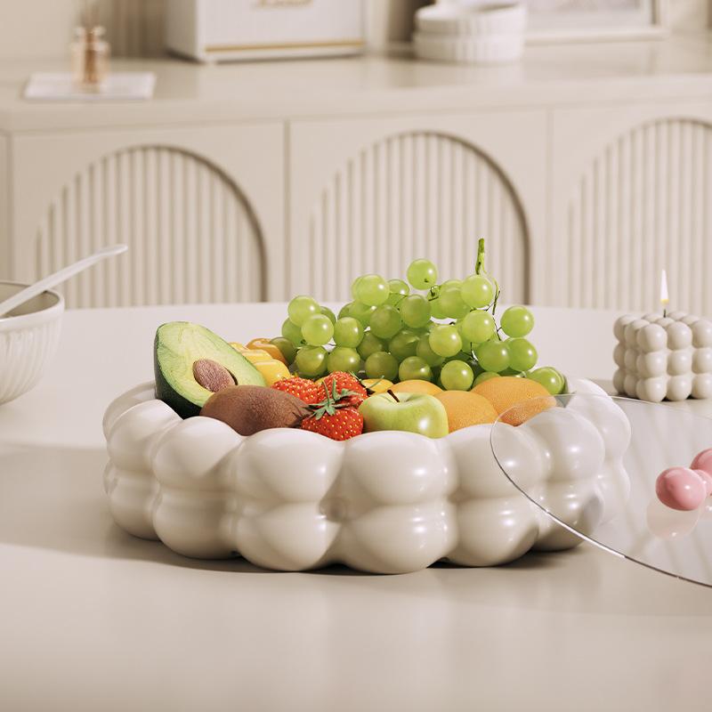 Creamy Dried Fruit Dessert Tray Storage Box with Lid Candy Tray European Fruit Tray Light Luxury High-end Sense