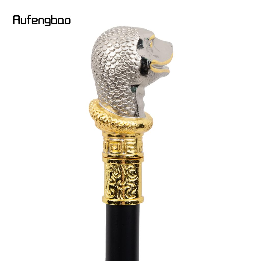Golden White Snake Cobra Gentleman Walking Cane Fashion Walking Stick Gentleman Crosier Knob Walking Stick 92cm