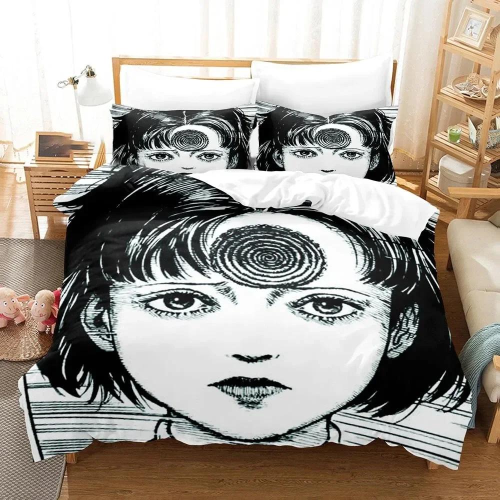 3D Printed Junji Ito Manga Beding Set Printed Bed Linen Set With Pilowcase Bed Soft Duvet Cover Soft Single Double Quen Super King-Sized Dimensionsd