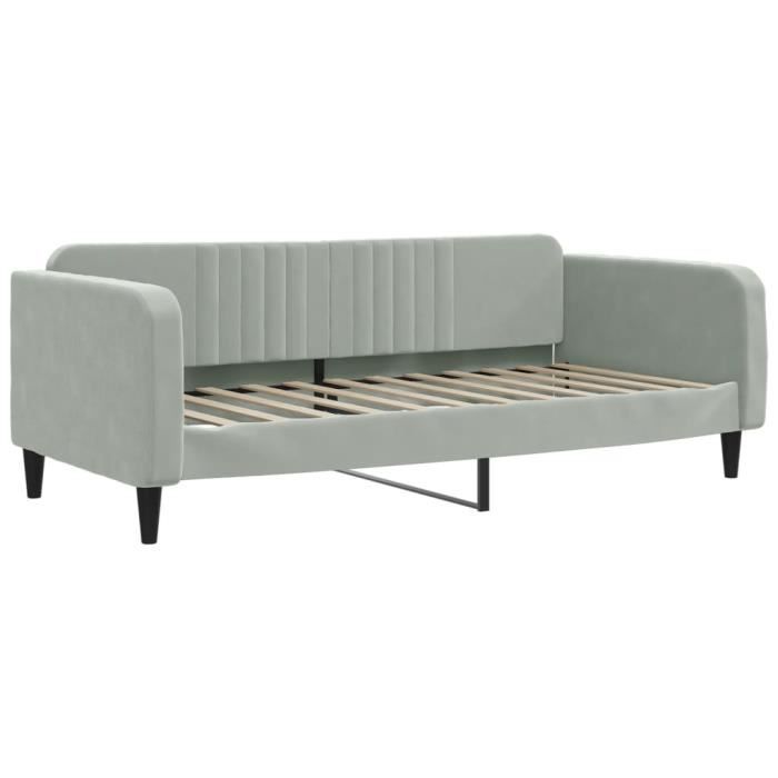 VidaXL Lit de jour avec matelas gris clair 100x200 cm velours 3197046