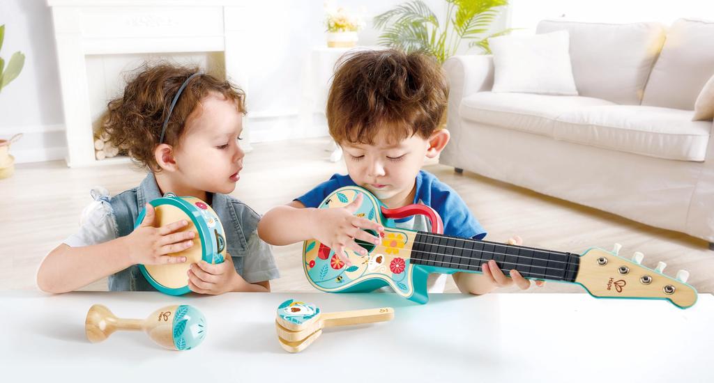 Hape Zestaw Ukulele 50 x x Wiek Drewniana Zabawka do Gry E0638 4-w-1 36.4 8.2cm 3+