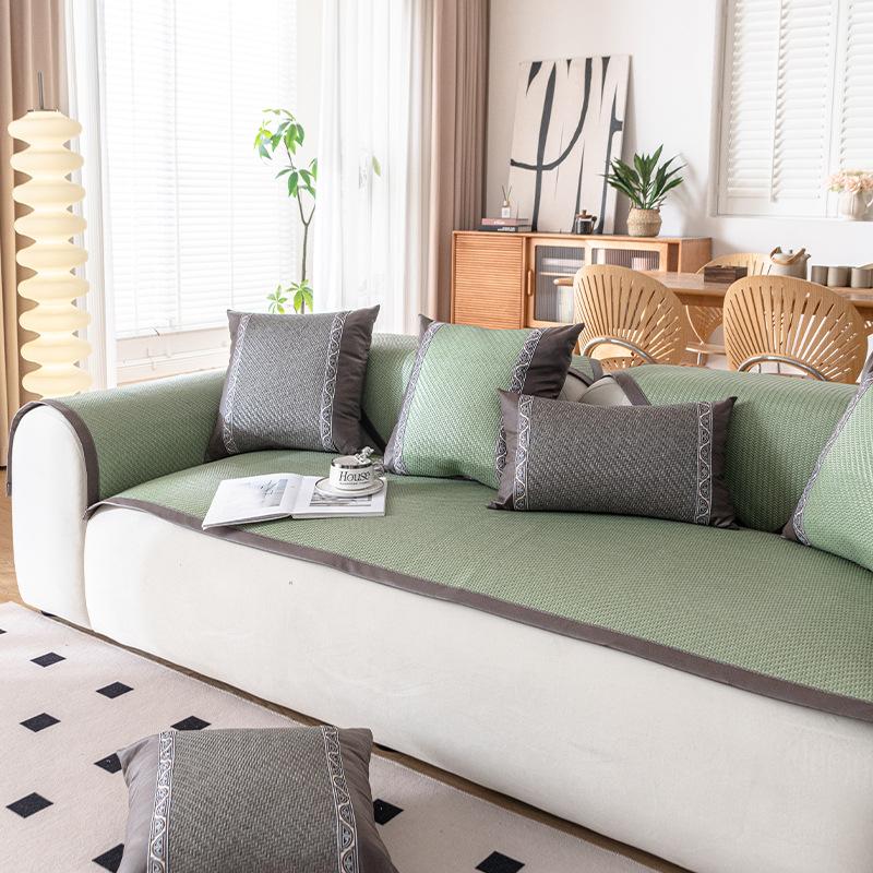 

Summer Cool Rush Grass Mat Sofa Cushion Non-Slip Cool Seat Cushion Simple Modern Sofa Cover Cover 70*70cm зелёный