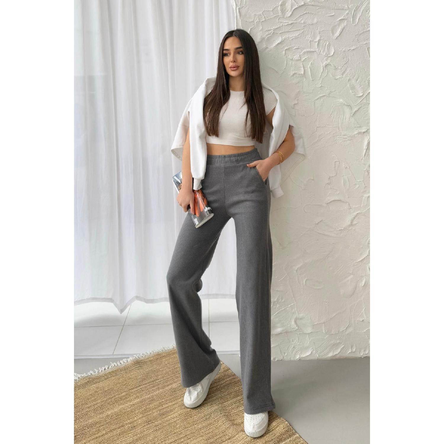 

Woman Smoked High Waist Plenty Of Trousers XS сірий колір