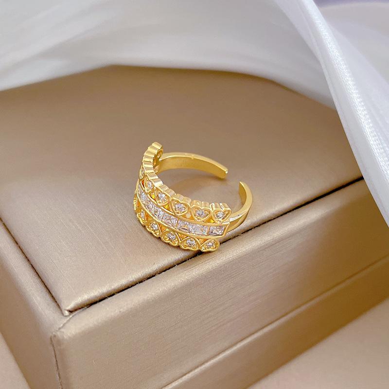 Stylish Gold Color Party Rings for Women 2023 New Adjustable Ring Wedding Party Jewelry Accessories
