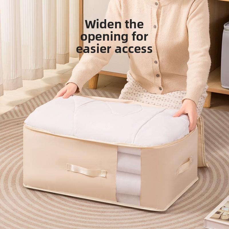 Bed Linen Storage Bag With Satin Fabric Collapsible Clothes Organizer For Bedroom Use
