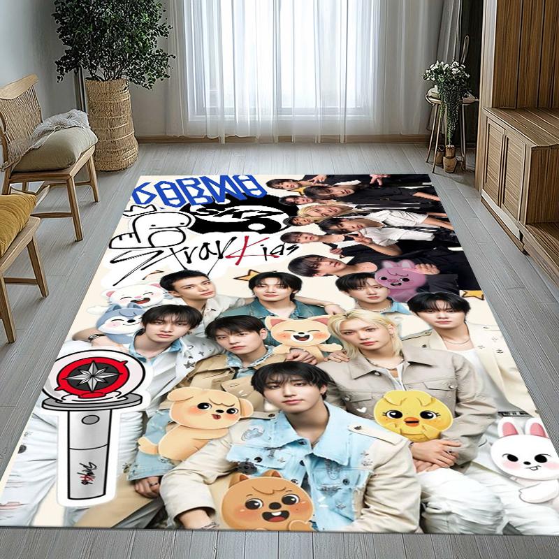 HD Stray Kids Kpop Star Living Room Non-Slip Area Rug Soft Carpet for Bedroom Kids Playroom Sofa,Home Decor Doormat Gift
