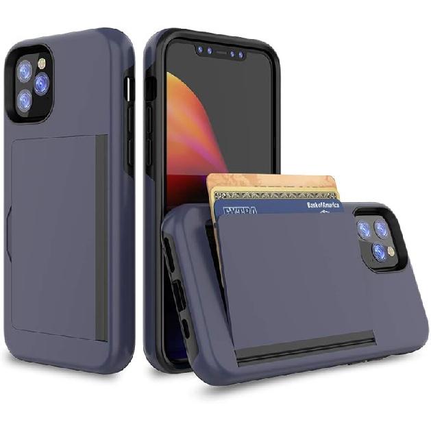 for iPhone 11 Pro Case with Card Holder,Credit Card Slot Protective Wallet Case - Black