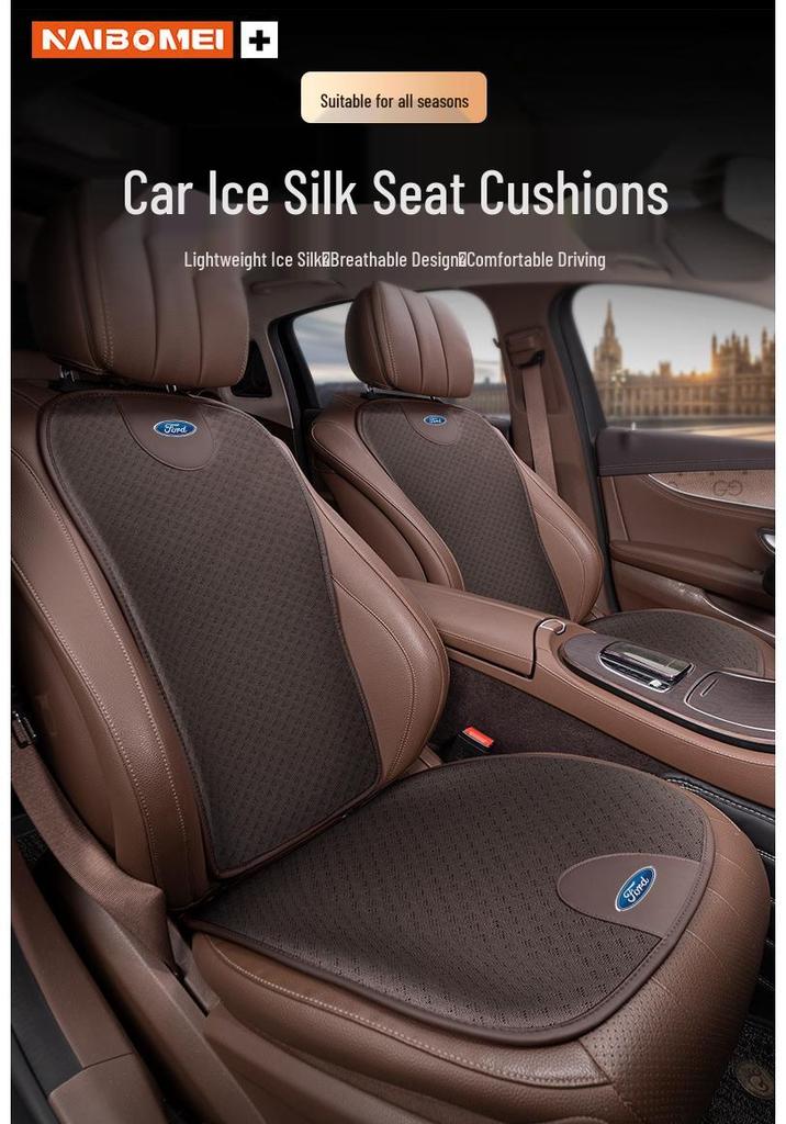 Ford Car Seat Cover: Ice Silk Lumbar Support for Mondeo, Fusion, Focus, Taurus - Four Seasons Cushion.