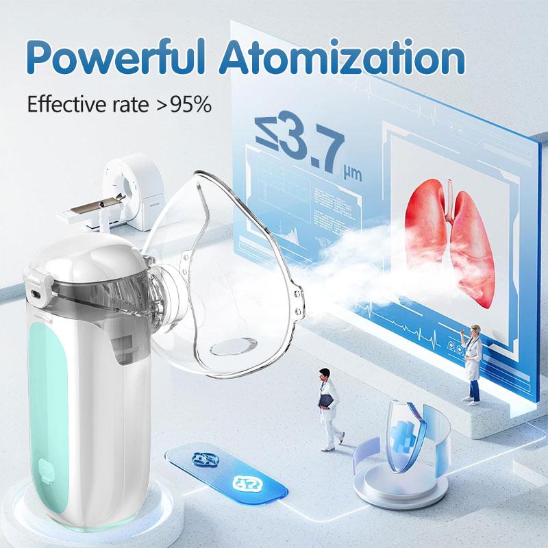 Nébuliseur Portable Mini Inhalateur Portatif Silencieux Inhalateur Ultrasonique Nébuliseur de Qualité Médicale pour Bébé et Adulte Toux Asthme