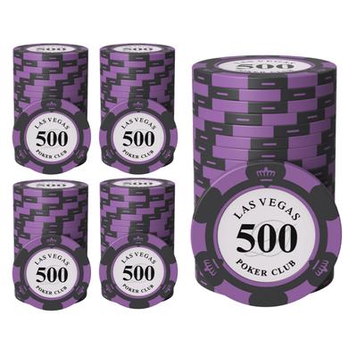 East Leaf Poker Chips, Clay Casino Chips, 500 Face Value, Single Chip Set of 100 with Metal Inserts, Premium Quality, Authentic Design for Card Games