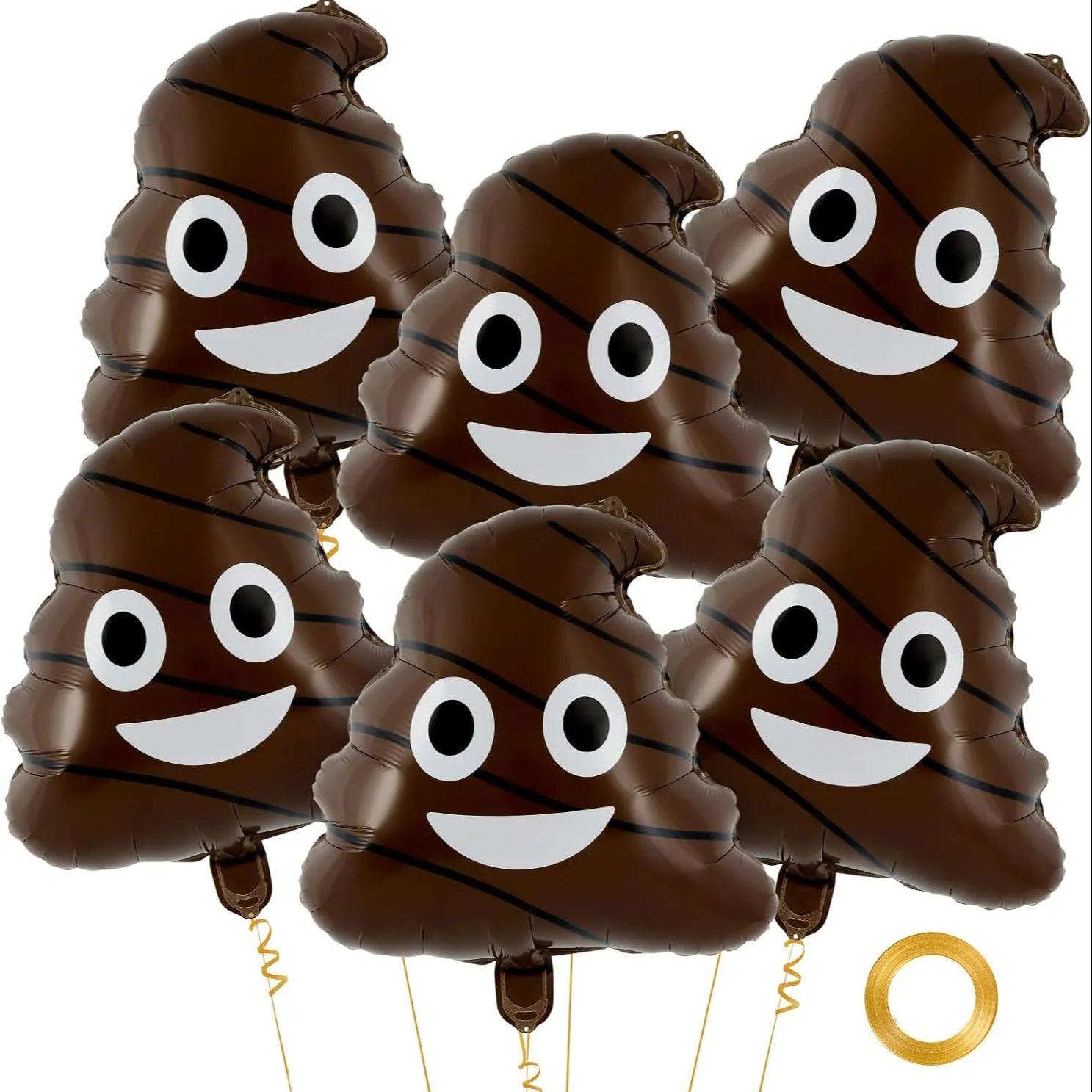 

6 Pcs Funny Poop Balloons Poo Aluminum Foil Balloon Prank Joke Party Decoration for Teen Boys Office Halloween Prank Interactive Other&22Inch