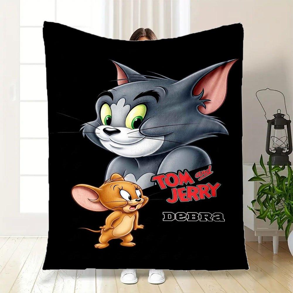 Tom and Jerry Phone WallpaperBlanket Flannel Throw Blanket for Sofa, Bed, Travel, Camping, Office