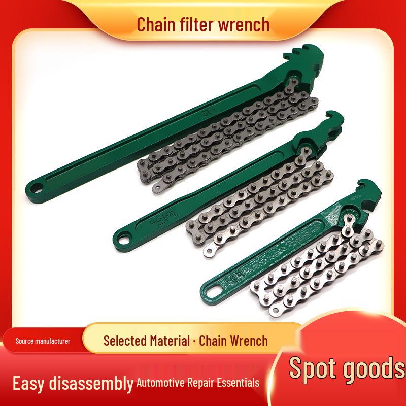 Adjustable Double Chain Oil Filter Wrench - Durable, Multifunctional Tool 9-inch Cast Chain