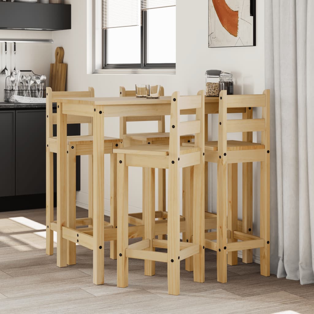 5 Piece Bar Set Solid Pine Wood