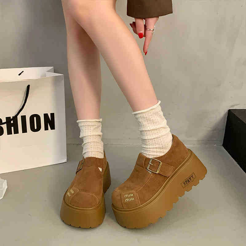 

Baotou корейская версия однотонной нескользящей обуви 2025 года весна и осень универсальная подошва с кексами милая круглая головка маленькая ароматная темпераментная анти 40 жёлтый