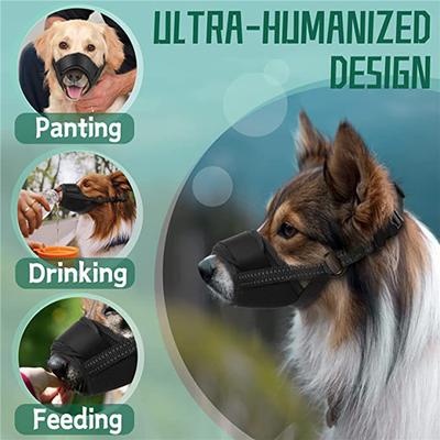 Museruola morbida per cani per prevenire e prevenire morsi, abbaiare, masticare, rete d'aria senza museruola con cinturino regolabile