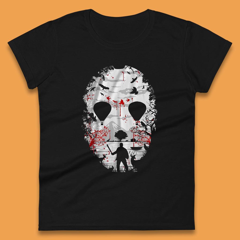 Crystal Lake Jason Voorhees Face Mask Halloween Friday The 13th Horror Movie Womens Tee T Shirt Mens Tops Unisex Top