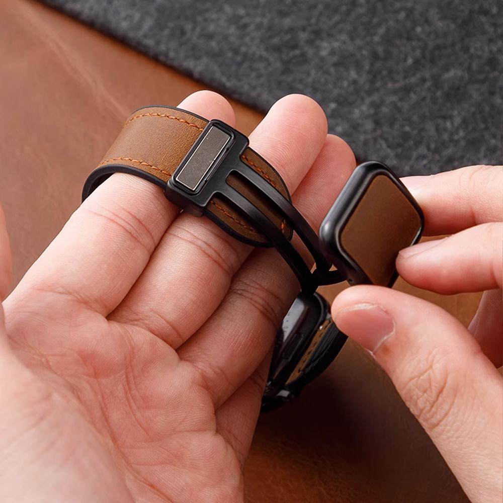 Strap for Apple Watch Band 45mm 44mm 49mm 42mm 40mm 41mm Magnetic Leather Bracelet Correa iWatch Series 9 8 7 6 5 4 3 SE Ultra 2