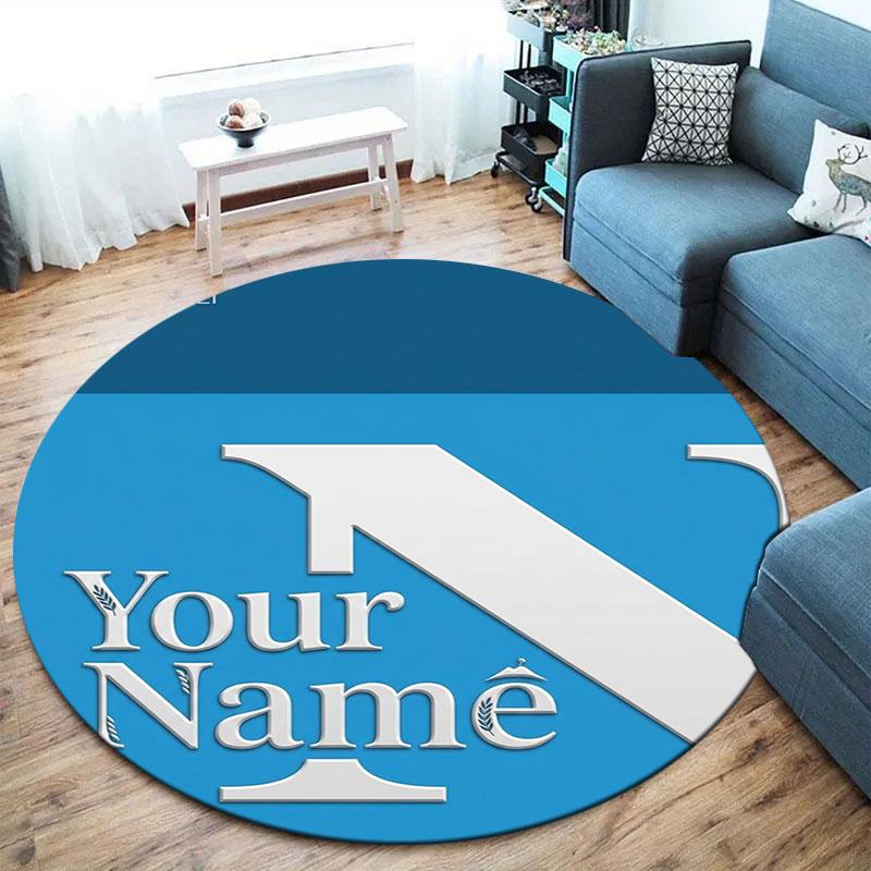 SSC Napoli Custom Name Round Area Rug,Carpet Rug for Living Room Bedroom Sofa Playroom Decor,Non-slip Floor Mat