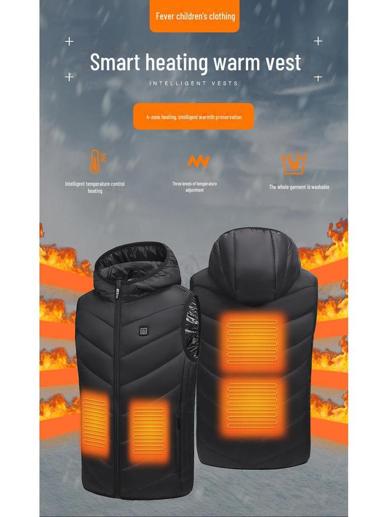 Children's Electric Heating Vest: Intelligent, Full-Body Warmth with Ten-Zone Heating for Outdoor Use.