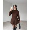 2025 Autumn European & American Round Neck Knit Set: High Waist Short Skirt