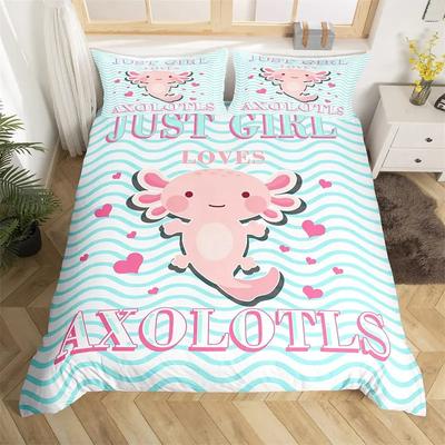 Copripiumino Axolotl Cartone Animato Full Per Bambini Ragazzi Ragazze Bambini Piccoli Set Letto Axolotl Kawaii Carino Alga Marina Costiero Copripiumino