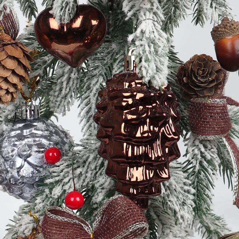9cm Christmas Tree Ornaments Set: 8 Shiny & Matte Plastic Pine Cones