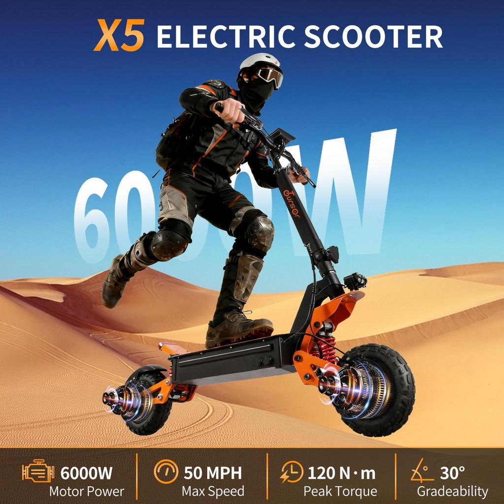 2026 new X5 6000W dual motor electric scooter 60v 35ah large battery with seat 11 inch tires adult premium mobile electric scooter