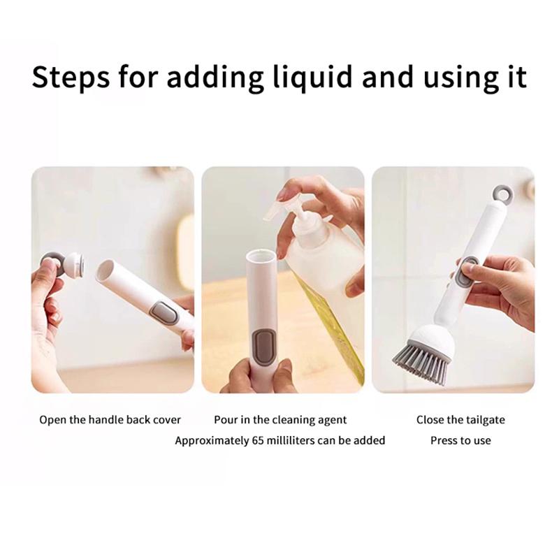 Soap Dispensing Dish Brush Long Handle Adjustable Heavy Duty Scrubber for Kitchen Pot Pan Dishwashing Use