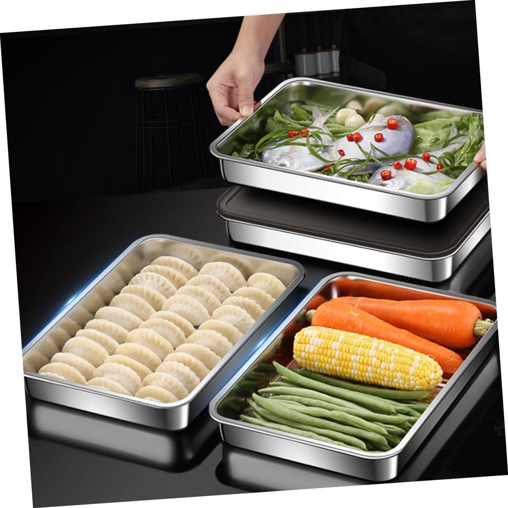 1set Stainless Steel Dumpling Freezer Box with Mesh Rack Multi-function Food Storage Container for Fridge Kitchen Organizer for Meat Fruits