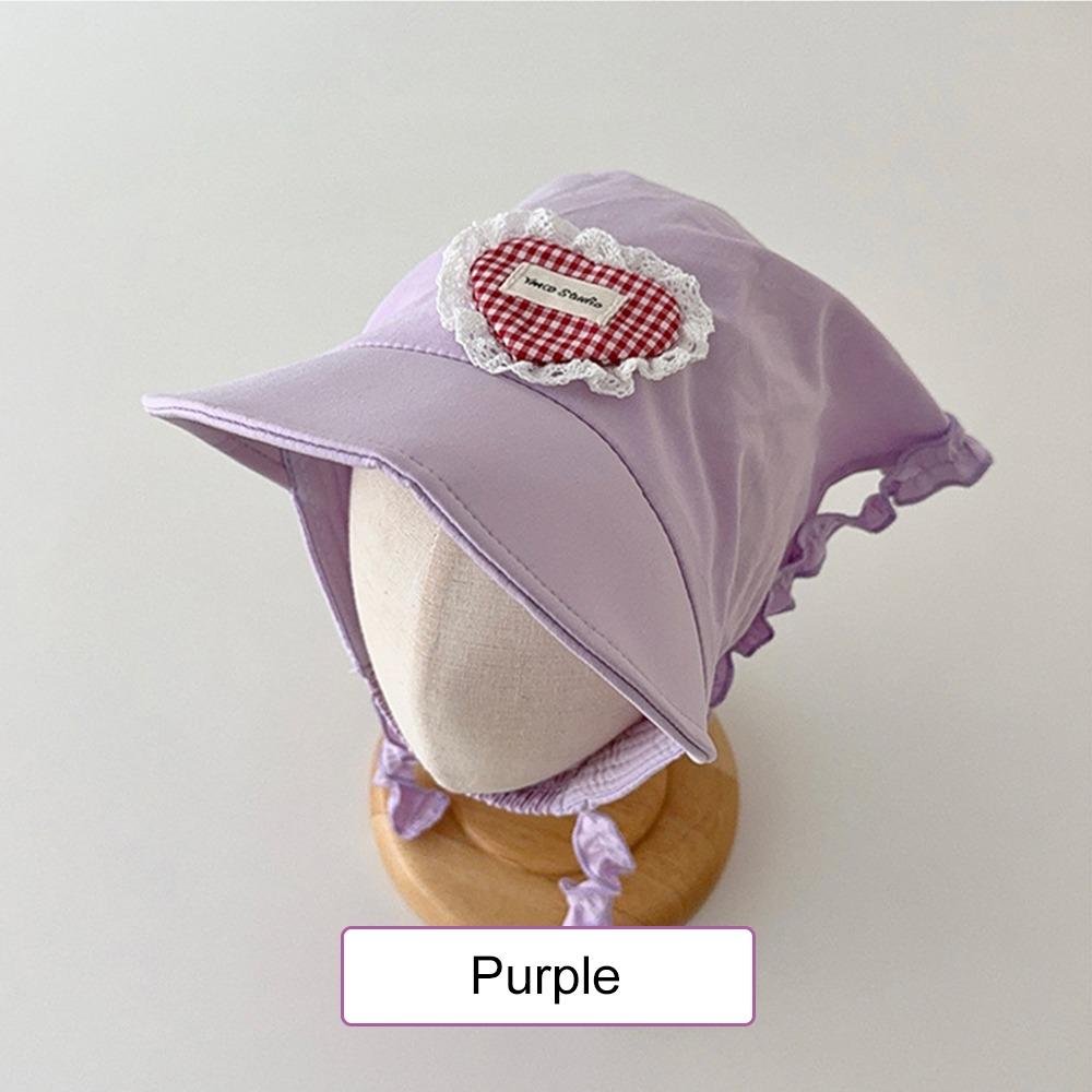 

Весенне-летняя клетчатая шляпа с кружевом, детская солнцезащитная шляпа, корейская повязка для волос, кепка, для девочек фиолетовый