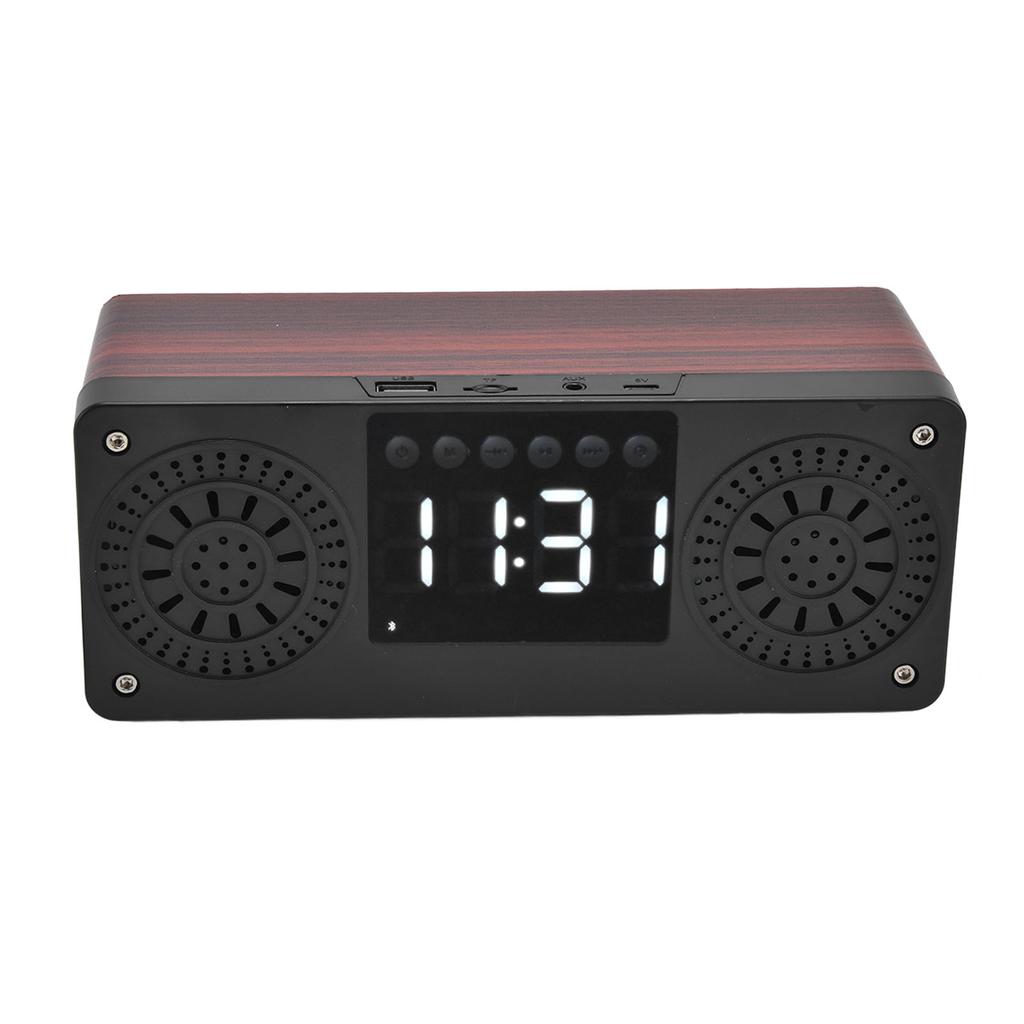 Speaker Red Double Speaker Digital Display Clock 360 degrees  Three Dimensional Surround Wooden Speaker Subwoofer