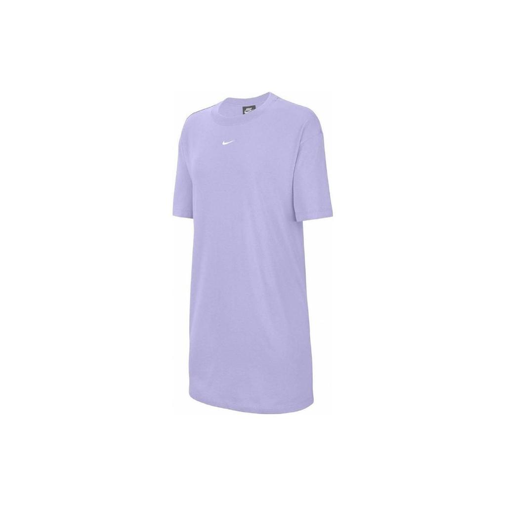 Nike Sportswear Dress Solid Color Embroidered Small Logo Casual Sports Knit Short Sleeve Dress Women dresses Dopamine-Purple CJ2243-569