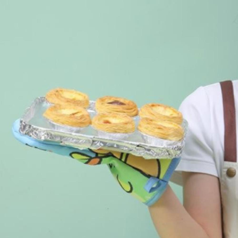 2PCS Cotton Lining Oven Mitt Cartoon Printed Kitchen Cooking Glove Durable Baking Glove  Kitchen
