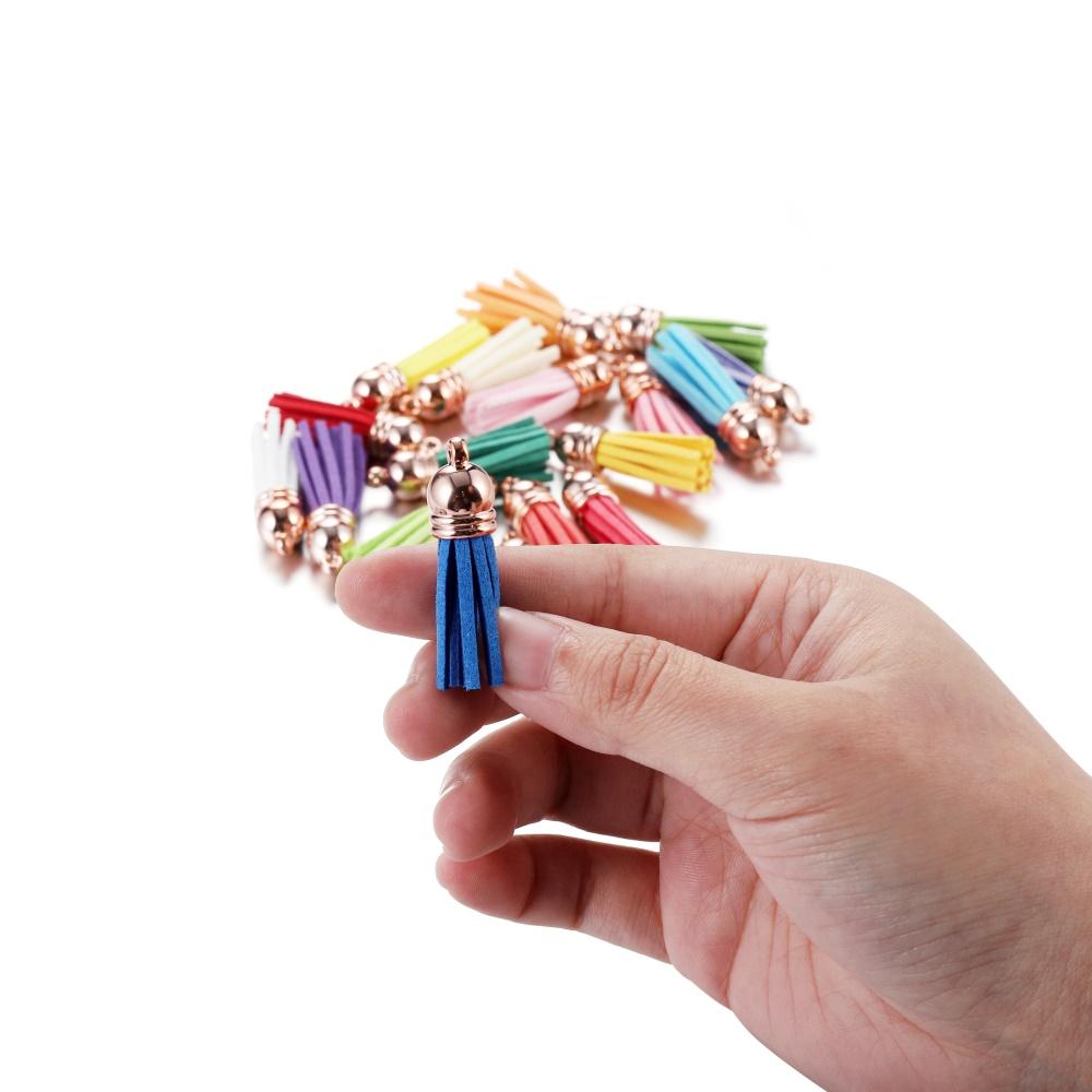 10/20Pcs 38mm Leather Tassel Fringe Keychain Strap Jewelry Fiber Fringe Suede Tassel Key Chains for DIY Jewelry Accessories
