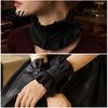Collared Accessory for Women French Style Ruffled Fake Collar Women Retro Detachable with Sweaters Button Cotton Pleated Dickey Cuffs And