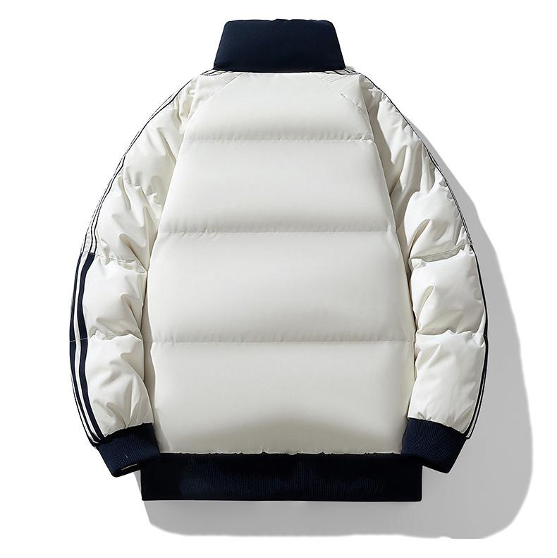 Stand-up Collar Striped Cotton Jacket Men and Women Winter New Thickened High-end Cotton Clothing Loose Couple Paragraph Cotton Jacket Men