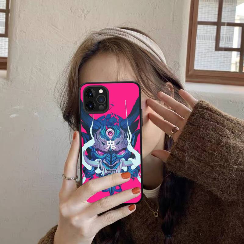 YNDFCNB Japanese Oni Hannya Demon Mask Phone Case for iPhone 11 12 13