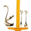 17pcs Gold Small Leaf Handle Coffee Spoons Swan Dessert Forks New Gold Swan Base Holder  Kitchen
