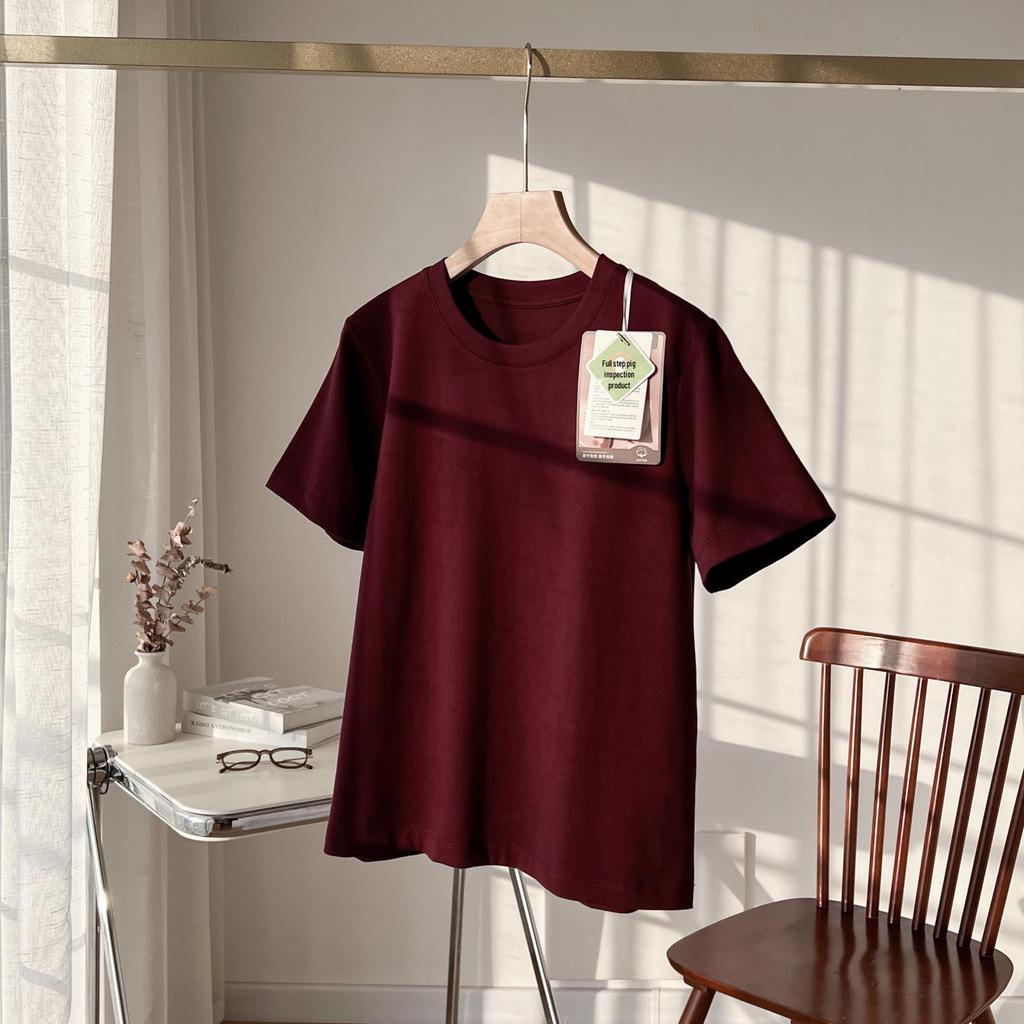 Women's Summer Loose-Fit Short Sleeve Round Neck T-Shirt - High Twist, Long-Staple Cotton, Wrinkle-Resistant.