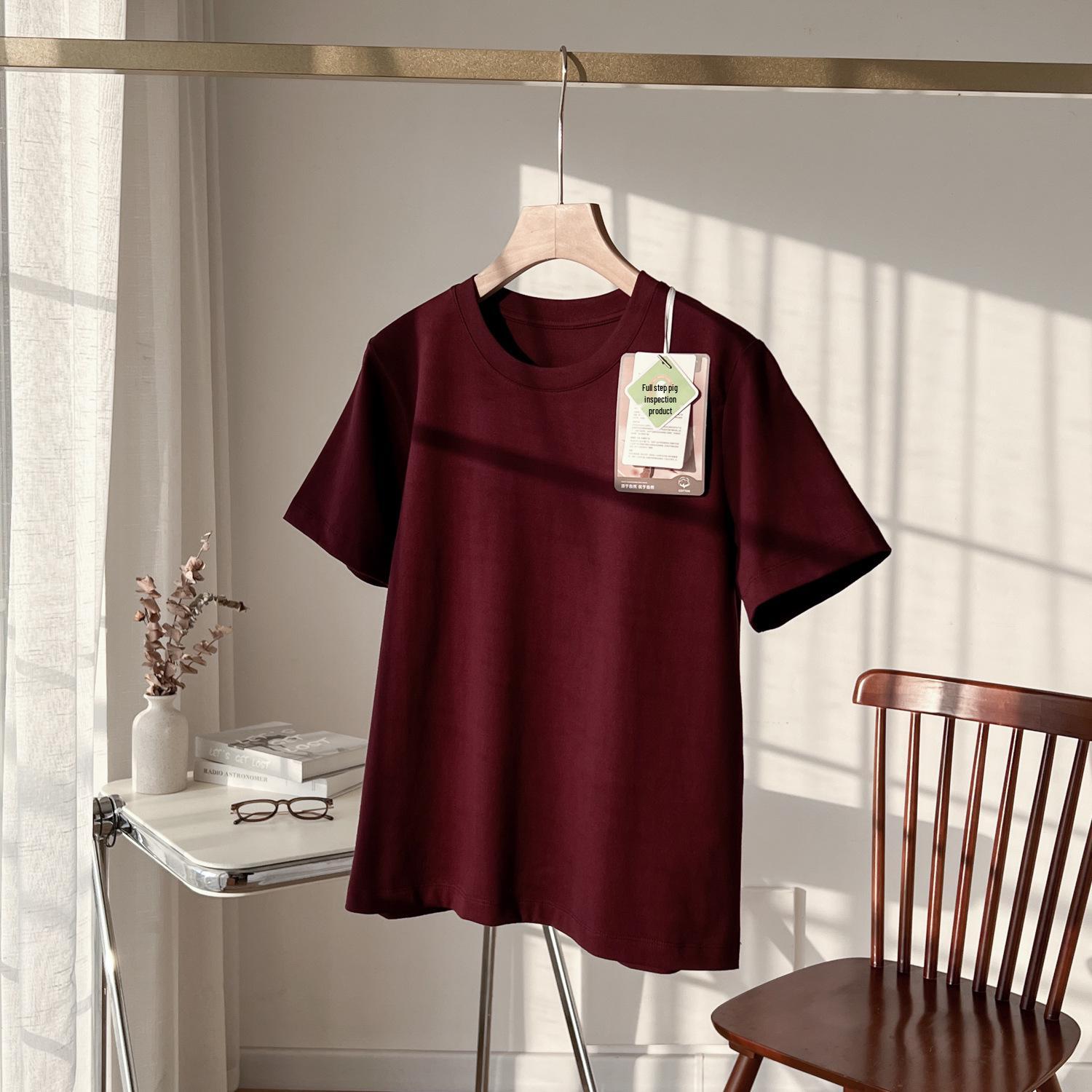 

Women s Summer Loose-Fit Short Sleeve Round Neck T-Shirt - High Twist, Long-Staple Cotton, Wrinkle-Resistant. Large