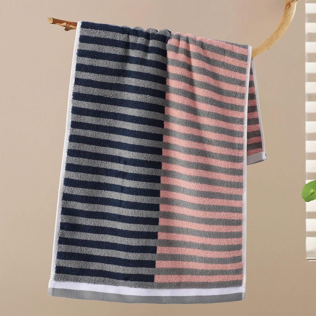 Thick, Absorbent Striped Cotton Face Towel - Soft Yarn-Dyed Design for Adults
