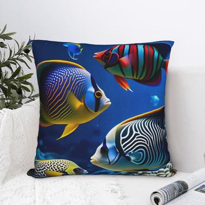 Beautiful Underwater World Colorful Fish Pillowcases Cute Funny Pillow Case For Sofa Bedroom Home Decor Print Pillow Cover