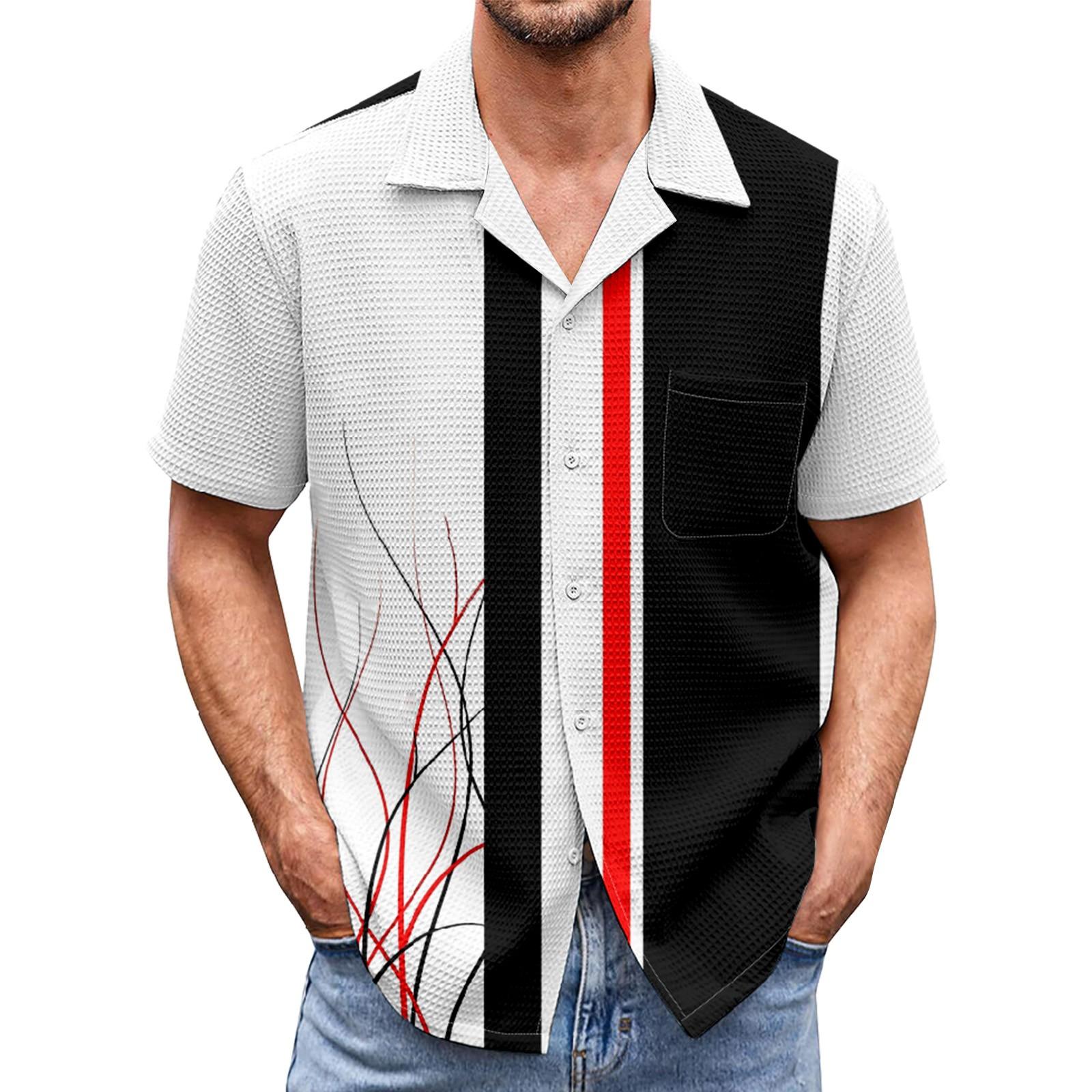 

Мужские рубашки с коротким рукавом и карманом на пуговицах Colorblock Мужские повседневные рубашки с коротким рукавом M белый