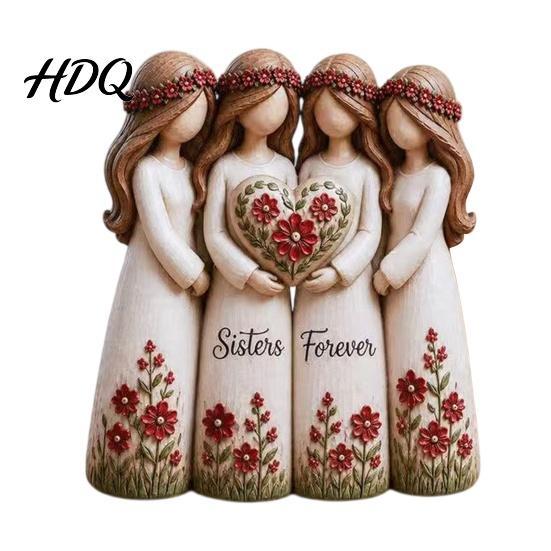 Best Friend Statue Sisterhood Statue Sisters Forever Handcrafted Resin Sculpture with 2 Sister Bond Decoration 3 4 Figurines Friendship Gifts for