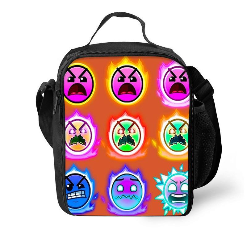 Izolovaná svačinová taška s tématem Geometry Dash pro děti a studenty, přenosná látková chladicí taška