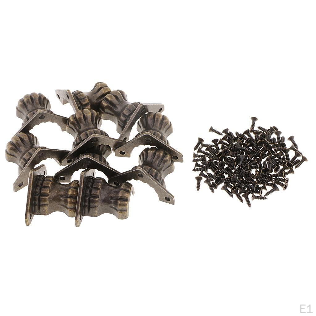 10 Pcs Vintage Wooden Box Feet Leg with Screws Wood Album for Home Furniture